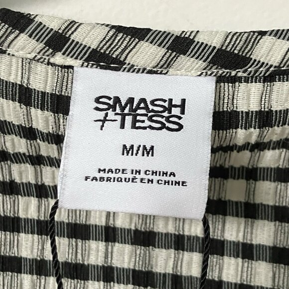 NWT Smash + Tess Valentina Puff Sleeve Top Womens M Gingham Babydoll Tunic - Picture 3 of 8